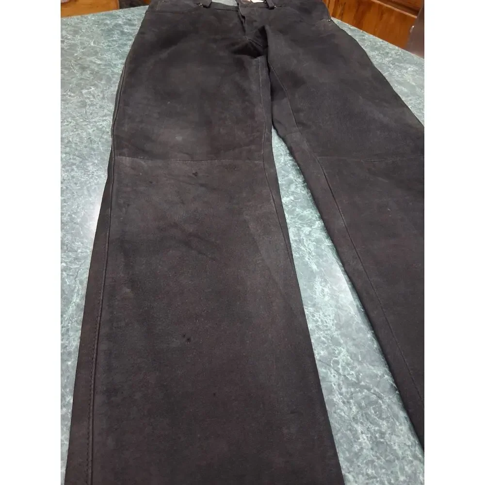 Gipsy Mens Genuine Leather Suede Nubuck Trousers Biker Motorcycle Pants 30 X 31 - Picture 2 of 13